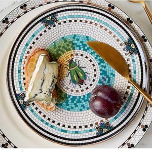 Anthropologie Garden Tile Bistro Beetle Mosaic Plates (4 plates)